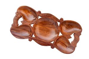 Plateau de service de luxe en bois massif avec finition rustique d'aspect artistique de qualité supérieure Plateau de service en bois avec grain de bois naturel - Product Image 5