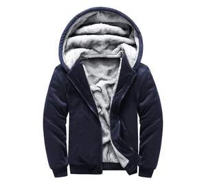 เสื้อมีฮู้ดแบบซิปมีซิปสำหรับผู้ชายผ้าฝ้ายสีพื้นผ้าคอตตอนไซส์ใหญ่พิเศษ - Product Image 1