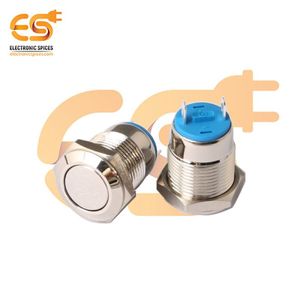 Cdoe HBDGQ12F-10/J/N 12mm phẳng đầu đẩy nút chuyển đổi Nickel-plated Brass IP65 1NO momentary 3A Max. current 24V Max. Điện áp - Product Image 1