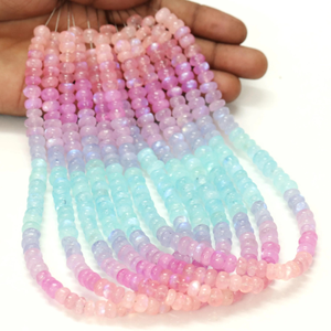 Natural Flashy Rainbow <b>Moonstone</b> Smooth Rondelle Beads, 6-9 mm Multi Color Rainbow <b>Moonstone</b> Smooth rondelle Bead, AAA Quality - Product Image 1
