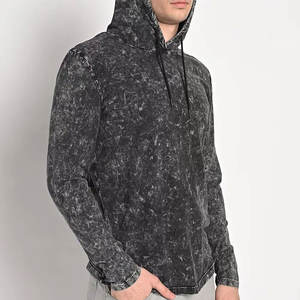Vente en gros de peinture vintage en détresse, lavage à l'acide, sweat à capuche imperméable 100% coton polaire surdimensionné pour homme - Product Image 4