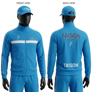 ชุดวอร์มเทนนิสชาย คุณภาพสูง ผ้าโพลีเอสเตอร์ผสมสแปนเด็กซ์ 250 GSM แบบอินเตอร์ล็อค สีฟ้าอมเขียว พร้อมแถบข้างสีเข้ม รับสั่งทำแบบซับลิเมชั่น - Product Image 6