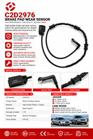 Capteur d'usure des plaquettes de frein arrière C2D2976 pour système de freinage Jaguar XF XJ XK XFR XKR, pièces automobiles