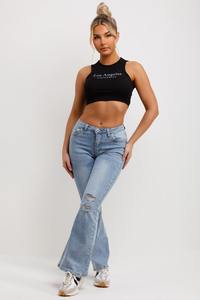 Wholesale Regular Straight Leg Loose Trousers Plus Size <b>Women</b> Denim Regular Loose Fit <b>Jeans</b> Flare Denim Pants for <b>Women</b> - Product Image 4