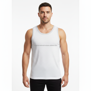 Débardeur d'entraînement pour hommes, vêtement de sport sans manches, gilet musculaire, personnalisable OEM, 100% polyester respirant, séchage rapide, tricoté, brodé - Product Image 1