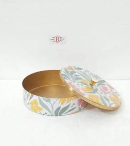 Pot à fruits secs imprimé en métal de 7 pouces de diamètre pour les cadeaux et les retours de fruits secs - Product Image 3