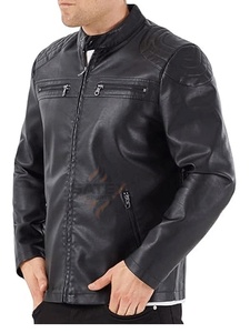 Men's Vintage Genuine <b>Leather</b> <b>Jacket</b> Stand Collar Soft <b>Long</b> Lasting Great Winter Any Occasion High Street Style Patchwork High - Product Image 3