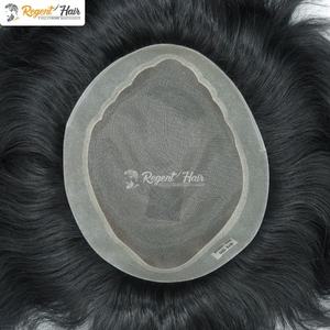 Toupee de Cabello Remy Indio para Hombre, Hecho a Mano al 100%, Estilo Natural Ondulado y Liso, Estilo Ondulado al Agua, Venta al Por Mayor RHF013 - Product Image 2