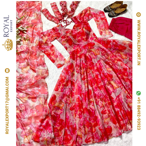 Bellamente diseñador Tubby Organza Con Vestido Impreso Digital Con Fancy Dupatta - Product Image 4