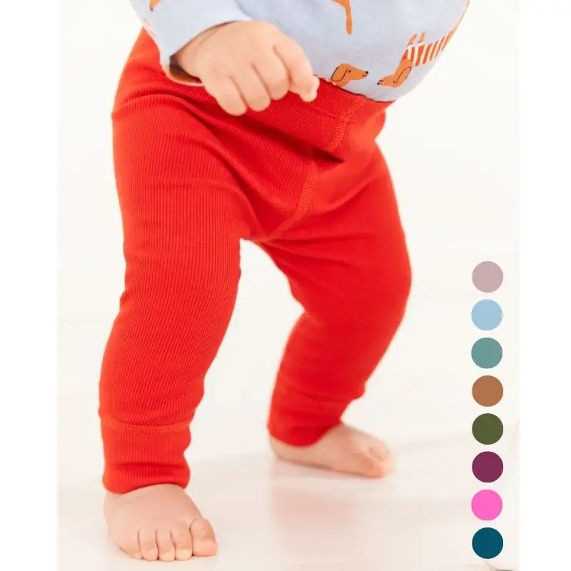 GOTS Certified Wholesale Hottest Baby Pants Organic Cotton Baby Joggers Elasticity Baby Leggings
