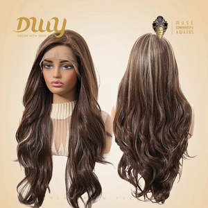 วิกผมสังเคราะห์แบบไม่ต้องใช้กาว Zenasia-DWY 136 สีน้ำตาล ไฮไลท์แบบหยักศก พร้อมฟิลเตอร์ลิเบราแบบไม่มีเชือกผูก  ลูกไม้โปร่งใสสี - Product Image 3