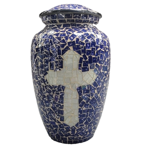 Nouvelle urne mosaïque en métal jésus croix urne de crémation pour les services cinéraires mémorial funéraire adulte urne de cendres humaines - Product Image 5