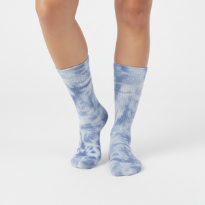 Chaussettes de mode tie-dye style délavé bleu - Bout sans couture, semelle rembourrée, chaussettes décontractées pour tous les jours et à offrir en cadeau - Product Image 6