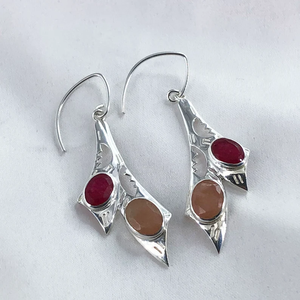 Rubis pierre de soleil pierre précieuse 925 argent Sterling anniversaire de mariage boucle d'oreille Multi pierre boucle d'oreille cadeau pour les femmes prix usine - Product Image 3