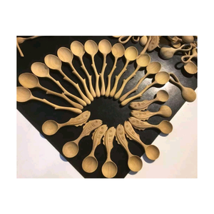 Juego de cucharas de madera para cocinar en la cocina-Cuchara y tenedor de madera desechables-Cucharas de madera de olivo vietnamitas para uso diario - Product Image 1