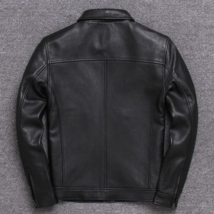 Veste de camionneur classique personnalisable pour homme gris anthracite moutarde col de chemise en peau de mouton véritable décontracté cuir léger lisse - Product Image 5