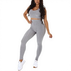 Women's Solid Seamless Yoga Set 2-Piece Sports Bra <b>Leggings</b> Four-Way Stretch Activewear for Fitness Gym Workout - Product Image 4
