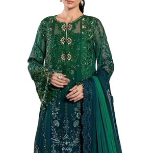 Conjunto de trajes Shalwar Kameez de seda cosida para mujer paquistaní india de primera calidad, vestido elegante Salwar para mujer, venta al por mayor, precio bajo - Product Image 1
