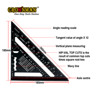Ferramentas de Medição CROWNMAN em Liga de Alumínio, Placa Triangular Ajustável de Ângulo de 90 Graus, Régua de Carpintaria - Product Image 3