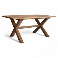 Ensemble de table à manger rustique en teck ancien récupéré, unique, pour 6 personnes, pour restaurant, extérieur et salon