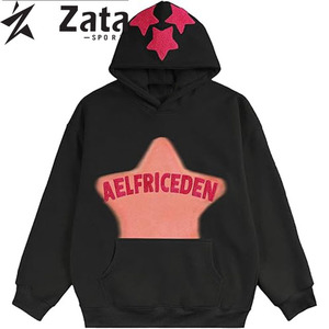 Men 3D Puff Embroidery Custom Solid Winter Casual 100% Cotton Lined High Quality Pullover Hoodies Breathable Eco-Friendly - Product Image 5