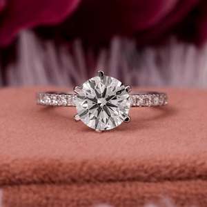 Lab Grown Diamond Engagement <b>Ring</b>, Round Lab Grown Diamond Engagement <b>Ring</b> <b>For</b> Her, Diamond <b>Ring</b>, Lab Grown Diamond <b>Ring</b>. - Product Image 1