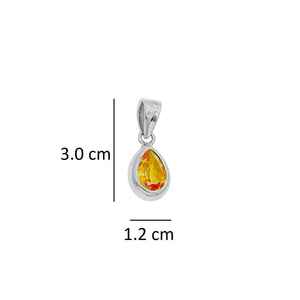 Collier avec pendentif vintage en argent sterling 925, citrine naturelle à facettes, pierres précieuses sertissant des pendentifs fins en forme de poire - Product Image 4