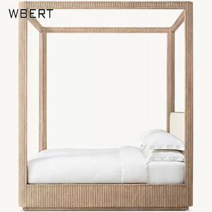 WBERT American Country Retro <span class=keywords><strong>de</strong></span> madera maciza cama <span class=keywords><strong>de</strong></span> matrimonio luz francesa <span class=keywords><strong>de</strong></span> lujo Simple Villa Guild mansión cama <span class=keywords><strong>de</strong></span> boda cama doble <span class=keywords><strong>de</strong></span> gama alta - Product Image 2