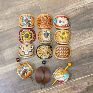 Nouveau sud-ouest occidental autochtone Tribal Designer couleur usiné cuir cheveux Barrettes rétro luxe cheveux accessoire dans les tarifs de gros - Product Image 3