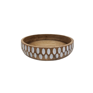 Bol de service de nourriture de forme ronde en bois de conception à la mode fini naturel pour la maison et les hôtels bols de service de nourriture de table faits à la main - Product Image 3