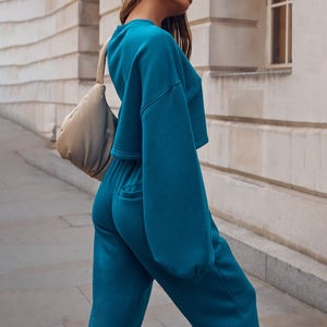 <b>Women's</b> Tracksuit Cotton <b>Fleece</b> Two Piece <b>Jogger</b> Sweatpants Set Plain Thick Unisex 2 Piece Sweatsuit Hoodies Set for <b>Women</b> - Product Image 6