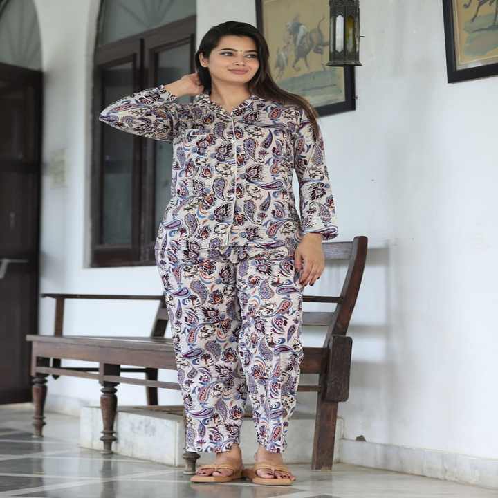 Custom Made Floral 100% Cotton Nightwear Coordinated Set  Printed Pajama Set for Relaxation Comfort Light Pink. Ideal for Resale