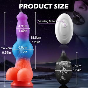 Jouet sexuel 3-en-1 pour adultes : Godemiché monstre fantaisie en silicone de 24,2 cm avec 10 vibrations et ventouse puissante - Product Image 4