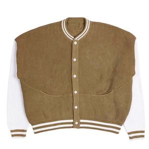 University College Jacquard Stitching Cardigan Col V Pull d'hiver à manches longues avec décoration brodée - Product Image 2