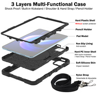 Support rotatif portable à 3 couches, housses de tablette robustes antichoc, sangle d'épaule pour Xiaomi Pad 6/xiaomi Pad 6 Pro 11 pouces