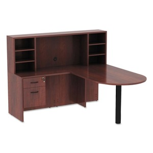 Alera Valencia Series D-<b>Top</b> Desk 71 In. X 35.5 In. X 29.63 In. Medium <b>Cherry</b> 71 In. X 35.5 In. X 29.63 In. Conference Table - Product Image 4