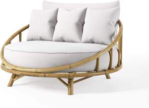 Canapé-lit Monalisa en bambou avec coussins, finition naturelle, pour l'intérieur ou l'extérieur - Product Image 3