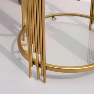 Table d'appoint moderne pour salon d'hôtel Table d'appoint de luxe en verre trempé et acier inoxydable plaqué or Nouveau design - Product Image 5