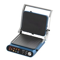 Parrilla de Contacto Digital, Sandwichera Eléctrica de 4 Rebanadas con Placas de Visualización LED de Colores, Prensa para Panini Antiadherente