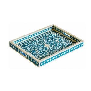 Plateau de service en incrustation d'os à motif marocain mauresque pour la décoration de la maison et de l'hôtel Plateau indien artisanal - Product Image 2