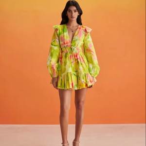 Vestido Mini de Algodón Hecho a Mano en India, Dulce y Natural, para Mujer, Fiesta, Boda, Verano, Ecológico, Transpirable, Lavable, Estilo Vintage Floral - Product Image 1