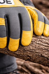 Gants de travail robustes en cuir avec paume renforcée pour la manipulation du bois, dos en tissu durable, utilisation extérieure, fourniture d'usine - Product Image 4