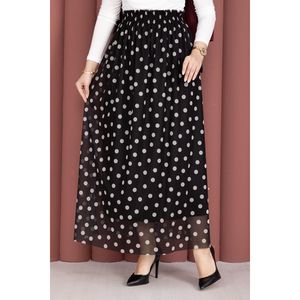Black Polka Dot Chiffon Tulle Summer Wrap Straight <b>Skirt</b> with <b>Elastic</b> Waist Digital Printed Spandex Material Plain Style - Product Image 2