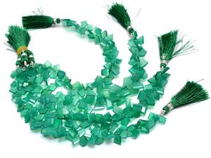 Perles de pierres semi-précieuses en onyx vert AAA+ 6x8mm-7x10mm, facettes, pépites, onyx naturel, pierres semi-précieuses, coupe en escalier, perles roulées fantaisie pour bijoux - Product Image 3