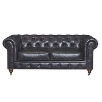 Chesterfield – canapé de salon de style européen vintage, canapé de luxe en cuir noir