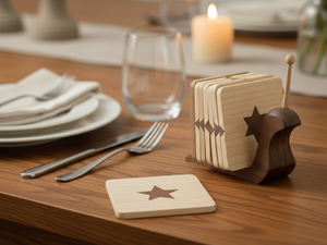 Juego de Posavasos de Madera Cuadrados Hechos a Mano por Artesanos, de Alta Calidad, Clásicos, Ecológicos, Decorativos, para Bebidas - Product Image 2