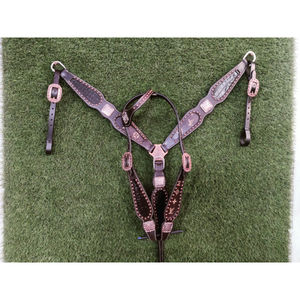 Cabezal occidental de cuero genuino hecho a mano con extremos de broca a presión Fabricante al por mayor - Product Image 3