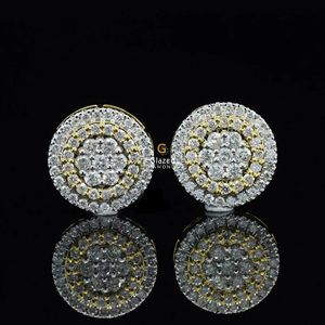 Brillante corte redondo VVs claridad Moissanite diamantes Iced Out 10Kt oro blanco Stud pendientes para Unisex para usar en la fiesta - Product Image 2