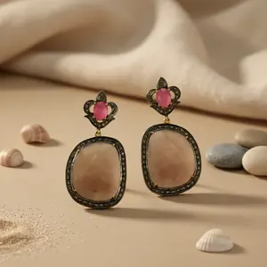 Women's 14K Gold Plating Ruby & <b>Diamond</b> <b>Dangle</b> <b>Earrings</b> Drop and Stud Styles for Weddings and Parties - Product Image 3