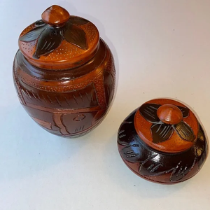 Récipient/pot en bois sculpté à la main avec couvercle pour boîte de récipient de cuisine cadeau pour mariage décor à la maison bol de fruits secs - Product Image 6